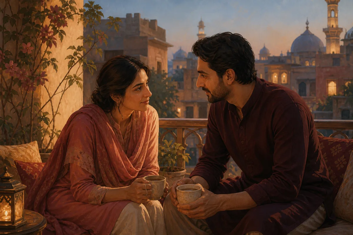 Pakistani husband listening attentively while his wife explains a concern