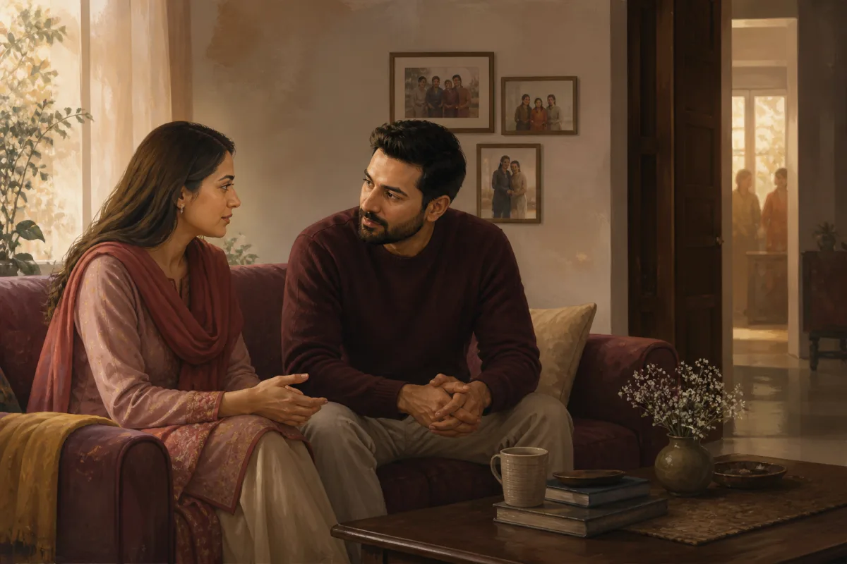 Pakistani couple agreeing which personal matters should remain private